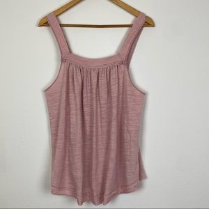 WE THE FREE Free People Pink Square Neck Raw Edge Tank